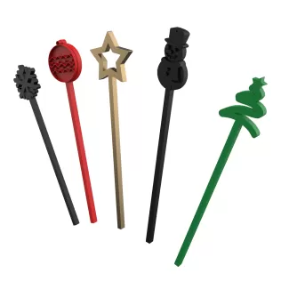 5 pcs. Christmas Drink Stirrers, Mini Bundle Party Decoration - Model thumbnail 1