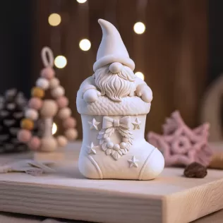 Gnome in Christmas Stocking | Adorable Holiday Ornament | Cozy - Model thumbnail 2