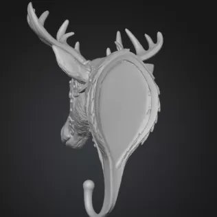 Steampunk Deer/Moose Wall Hook (High-Detail) - Model thumbnail 5