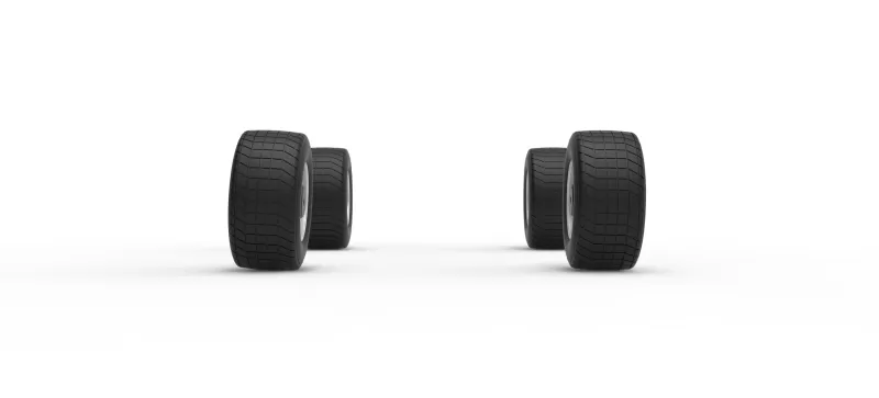 Wheel Set of Vintage Dirt late model Race car V2 Scale 1:25 - Model preview 4