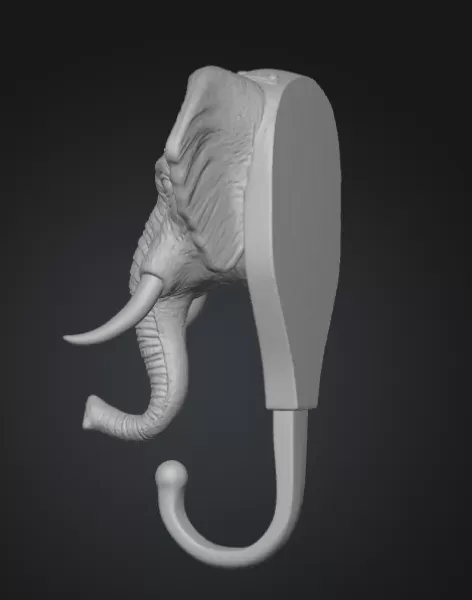 📝 STL File Description — Steampunk Elephant Wall Hook - Model preview 3