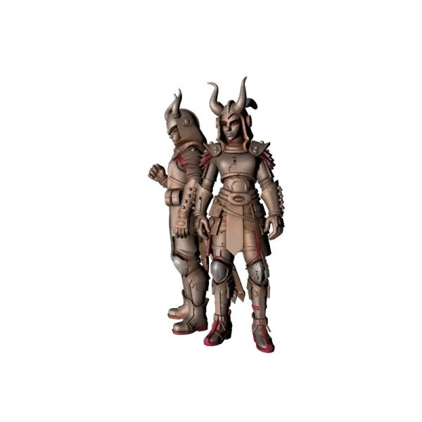 Couple Warrior 3D Printable Model - Model preview 5