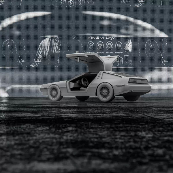DMC DeLorean with Open Doors – 3D Printable Car Model - Model preview 5