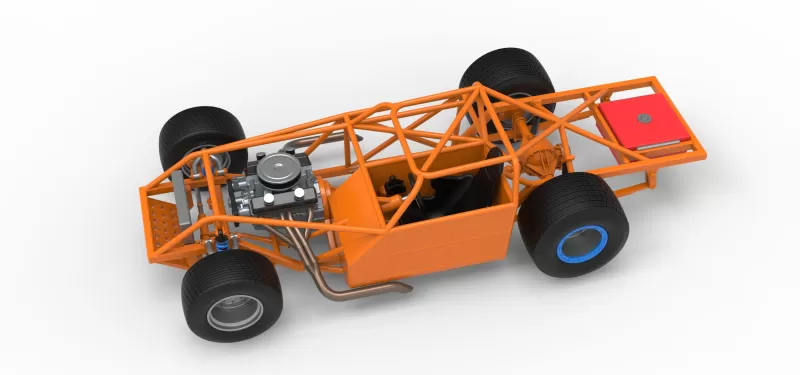 Vintage Dirt late model Race car Base Version 4 Scale 1:25 - Model preview 4