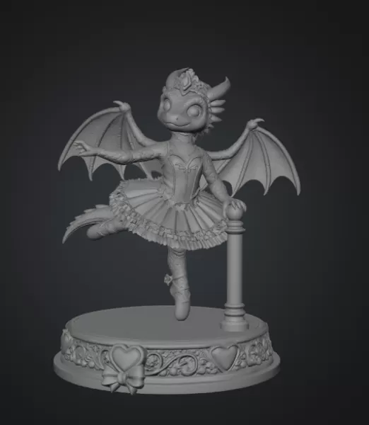 Ballerina Dragon Princess STL File for 3D Printing - Model preview 12