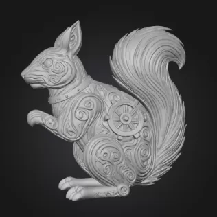 Steampunk Squirrel – Ornamental Mechanical Creature (STL) - Model thumbnail 2