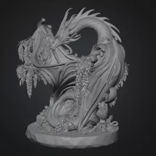 Midnight Wisteria Dragon Bowl STL File for 3D Print - Model thumbnail 15