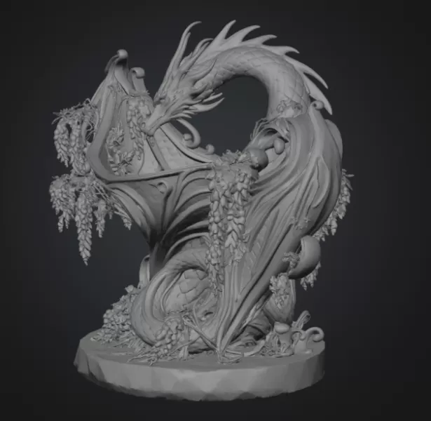 Midnight Wisteria Dragon Bowl STL File for 3D Print - Model preview 15
