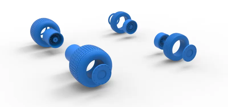 Wheel Set of Vintage Dirt Silver Crown Car Scale 1:25 - Model preview 16