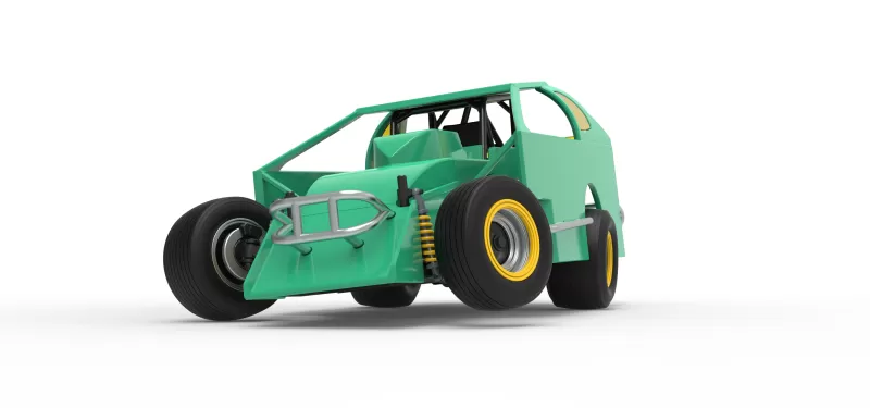 Northeast Dirt Modified stock car while turning V2 Scale 1:25 - Model preview 6