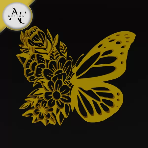 Butterfly - Silhouette - 2D Wall Art Decor - Model preview 1