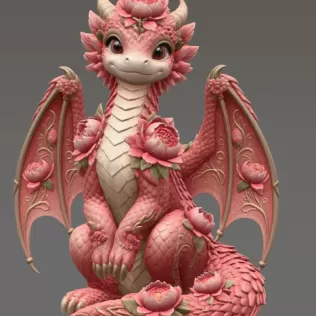 Rosé Bloom Dragon STL File for 3D Print - Model thumbnail 9