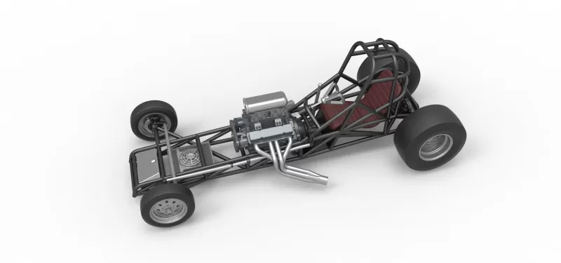 Vintage Front engine dragster Base Version 4 Scale 1:25 - Model preview 4