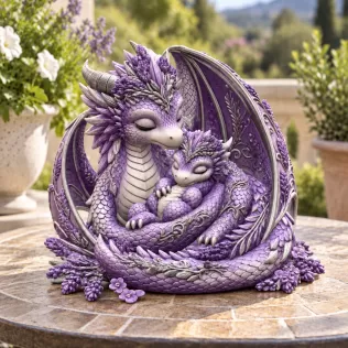 Lavender Dragon Mother and Baby STL File for 3D Print - Model thumbnail 4