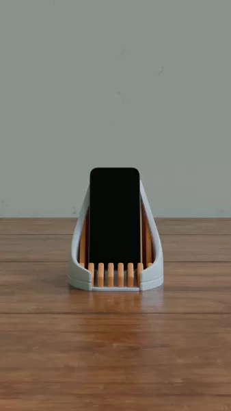 Cyberpunk Phone Stand – Futuristic 3D Printed Smartphone Dock & - Model preview 4