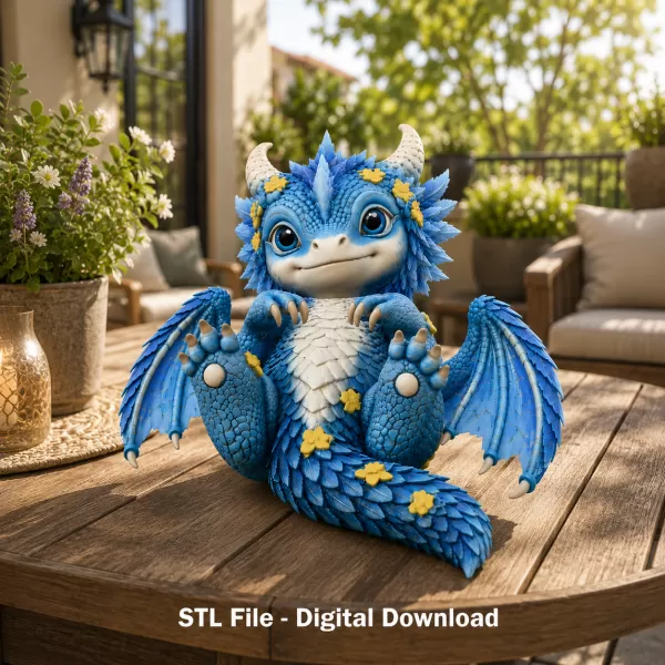 Bluebell Baby Dragon STL File for 3D Print - Model preview 2