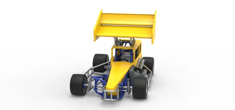 Vintage Winged Supermodified stock car Version 3 Scale 1:25 - Model preview 5