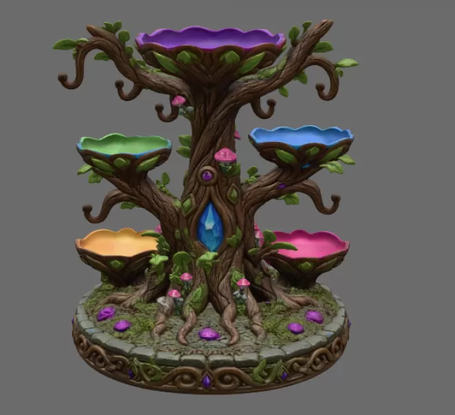 Enchanted Jewelry Tree Display STL File for 3D Print - Model preview 10