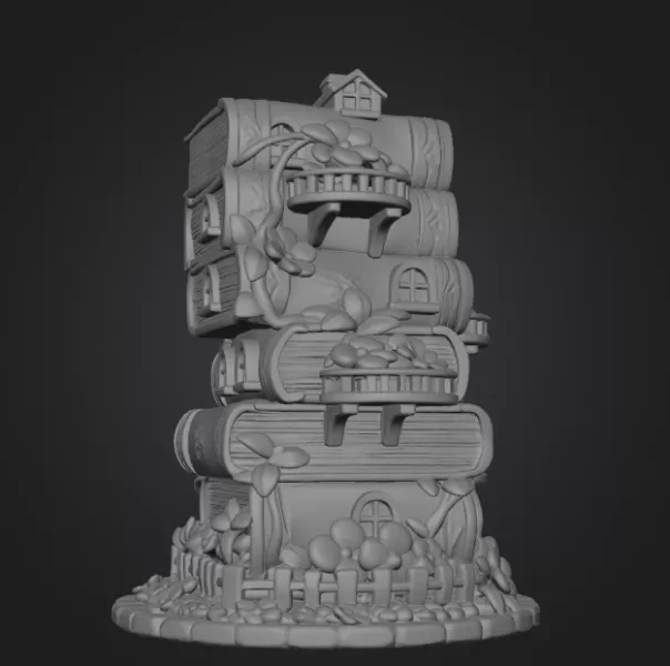 Enchanted Book Tower House STL File 3D Printable - Model preview 10
