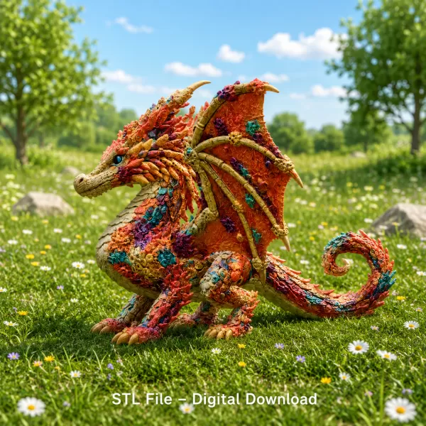 🐉 Coral Reef Dragon STL File for 3D Print - Model preview 3