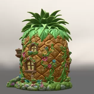 Pineapple Fantasy House STL File for 3D Printing - Model thumbnail 4