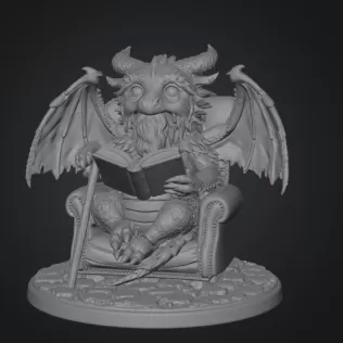 Wise Scholar Dragon STL File 3D Print - Model thumbnail 5