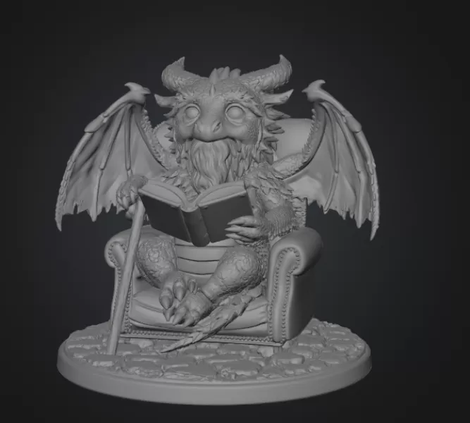 Wise Scholar Dragon STL File 3D Print - Model preview 5