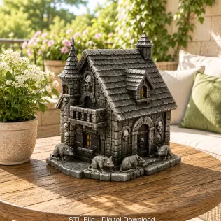 Haunted Fantasy Rat Cottage STL for 3D Printing - Model thumbnail 11