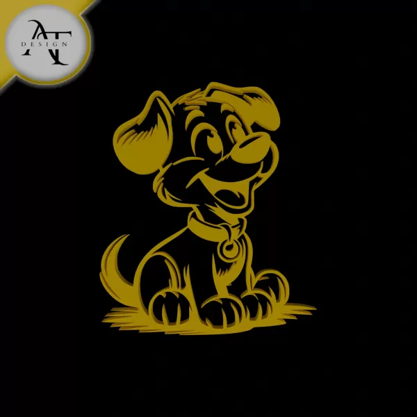 Puppy - Silhouette - 2D Wall Art Decor - Model preview 1