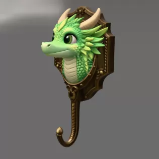 Cute Dragon Wall Hook STL File Digital Download - Model thumbnail 4