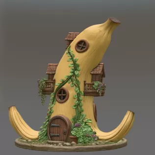 Banana Fantasy House STL File for 3D Printing - Model thumbnail 4