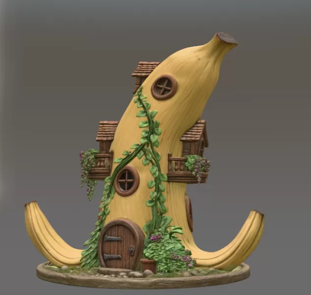 Banana Fantasy House STL File for 3D Printing - Model preview 4