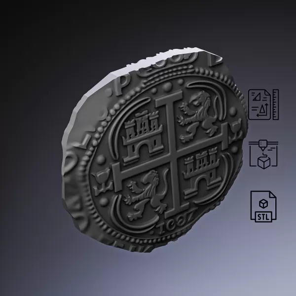 Gold Doubloon Coin #rOz - Model preview 8