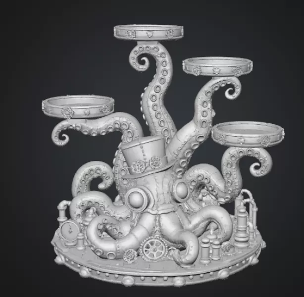 Steampunk Octopus Tray Organizer STL File for 3D Print - Model preview 11