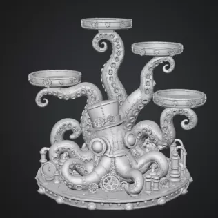 Steampunk Octopus Tray Organizer STL File for 3D Print - Model thumbnail 11