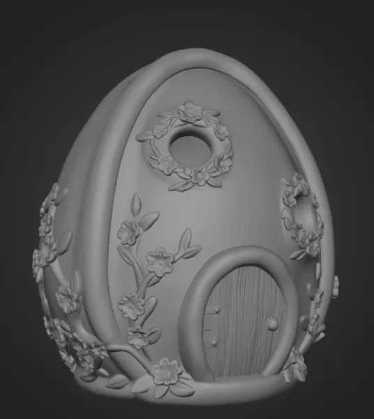 Floral Fantasy Egg House - STL File 3D Printable - Model preview 12