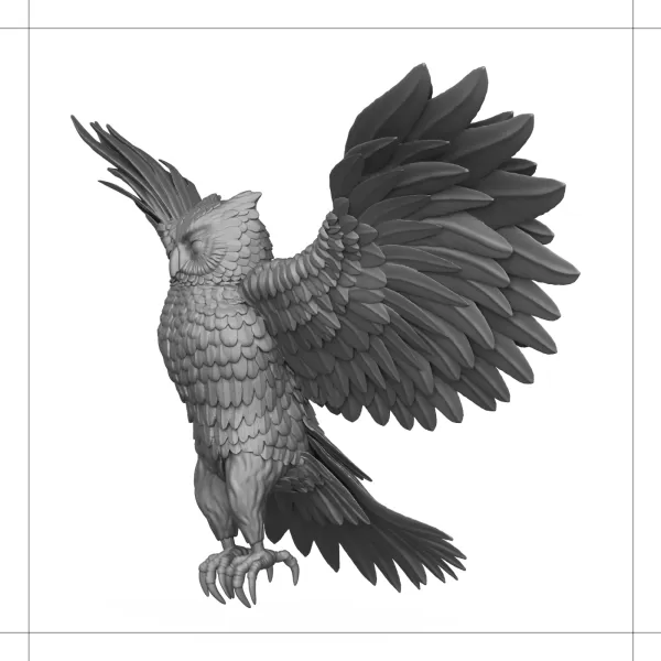 Wild Owl Bird 3D Print Model - Model preview 2
