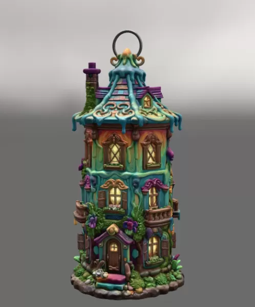 Fantasy Tower Lantern House STL File for 3D Print - Model preview 3