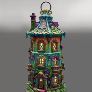 Fantasy Tower Lantern House STL File for 3D Print - Model thumbnail 3