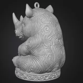Cute Rhino Figurine With Heart — Pendant / Ornament - Model thumbnail 4