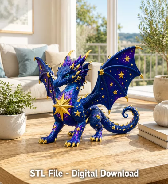 Celestial Star Dragon STL File for 3D Print - Model preview 2