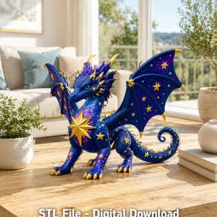 Celestial Star Dragon STL File for 3D Print - Model thumbnail 2