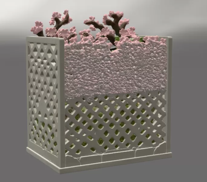 Sakura Sanctuary Book Nook STL File for 3D Print - Model preview 12