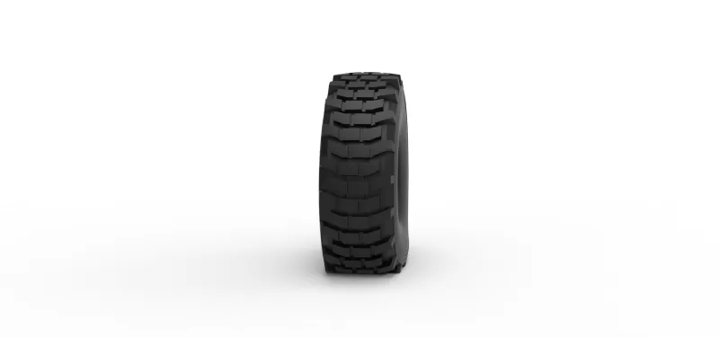 Military truck tire 5 deflated Scale 1:25 - Model preview 3