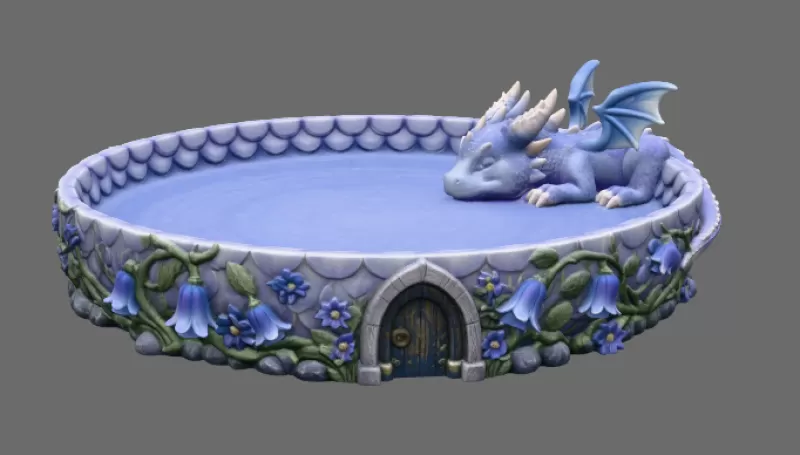 Sleeping Baby Dragon Tray STL File for 3D Print - Model preview 5