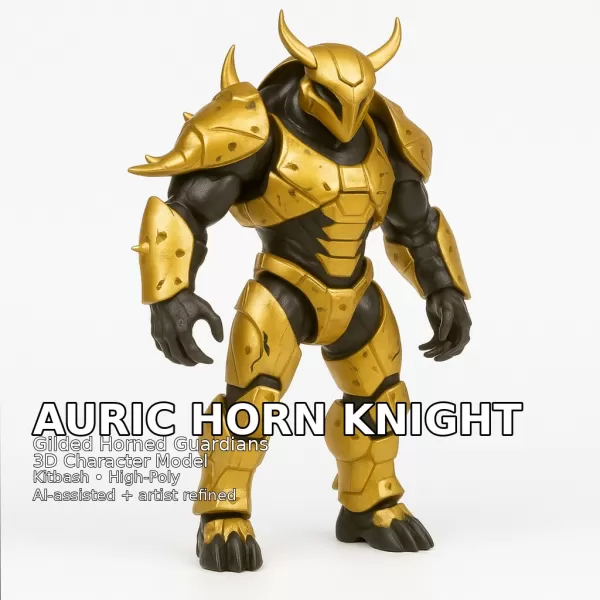 Golden Beast Guardians – Gilded Horned Character Pack (10 Models - Model preview 10