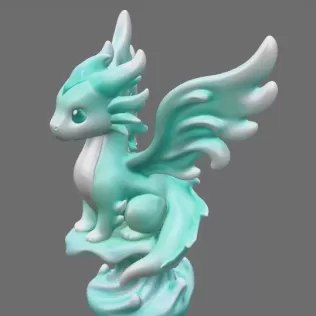 Water Dragon – STL File 3D Printable Fantasy Dragon Figurine - Model thumbnail 5