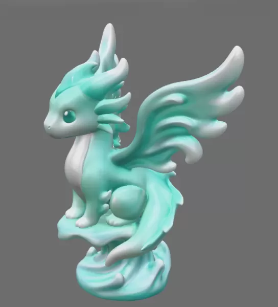Water Dragon – STL File 3D Printable Fantasy Dragon Figurine - Model preview 5