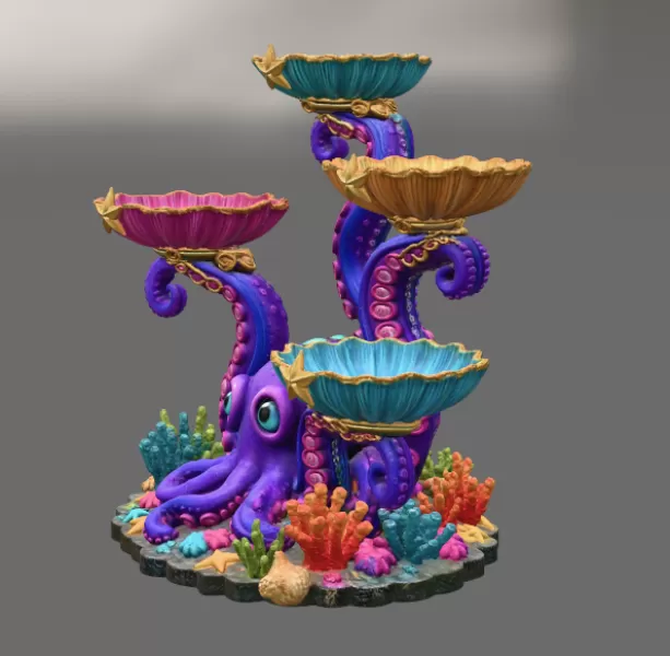 Magical Ocean Octopus Organizer STL File for 3D Print - Model preview 10