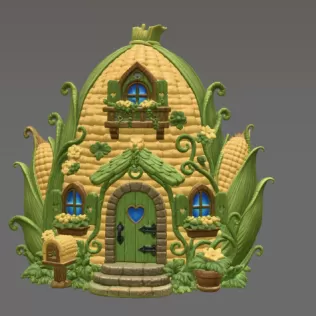 Corn Cottage STL File for 3D Print - Model thumbnail 3